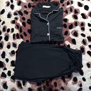Pj Set Black and White Button Up